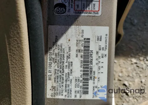 2008 Mercury Milan Premier из США, поврежденный, VIN 3MEHM08158R659934